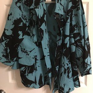 Artist Jacket Habitat Large Smock Style Jacket NWT  Aqua and Black  Vt1